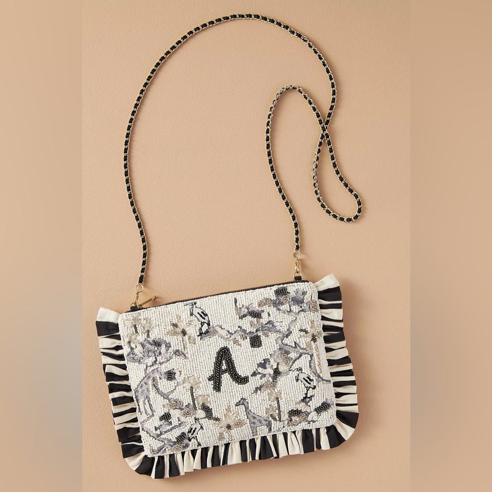 Anthropologie BEADED MONOGRAM CLUTCH Style No.  94308152 Letter A